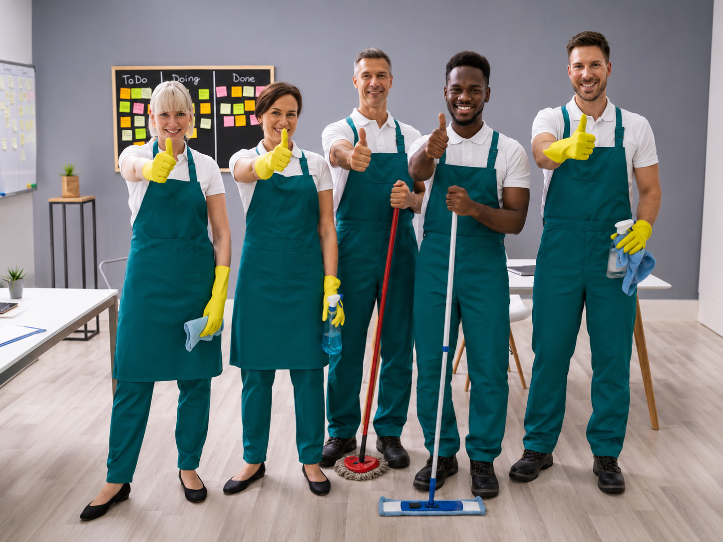 BO Cleaning dedicated team with commercial equipment