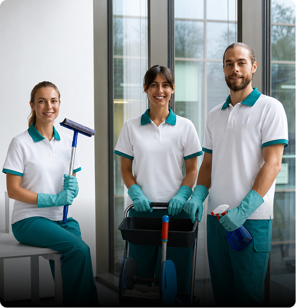 BO Cleaning professional team with equipment ready to serve